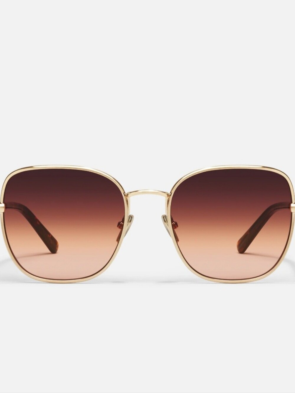 New Quay Australia Brushed Gold Frame / Maple Honey Lens Oversized Sunglasses